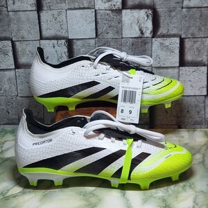 Adidas Predator League Soccer Cleats White Black Lemon Men's Sz 8  Women's Sz 9